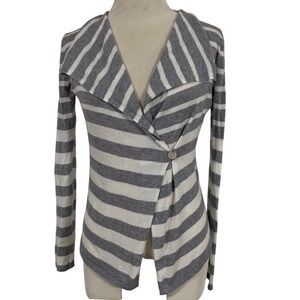 Banana Republic Petite XS Striped Wrap Cardigan Sweater Long Sleeve Cotton Wool